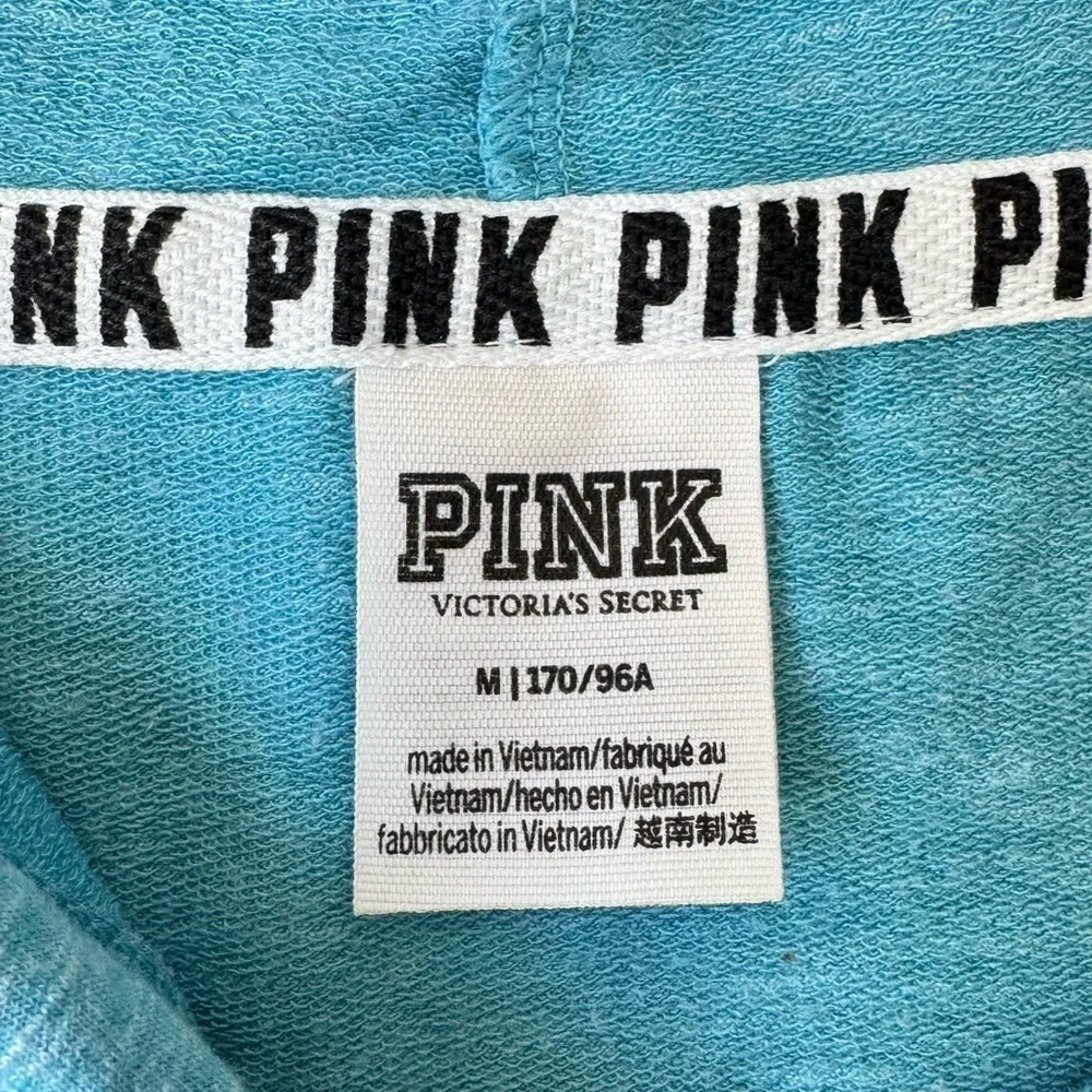 PINK Victoria’s Secret Hoodie Tunic Pastel Blue & White Lightweight Medium - Picture 7 of 9